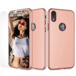 Husa Apple iPhone XS, FullBody Elegance Luxury Rose-Gold, acoperire completa 360 grade cu folie de sticla gratis, MyStyle