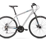 Bicicleta Trekking Romet Orkan 1 M, roti 28", cadru aluminiu, 21 de viteze (Argintiu/Albastru)