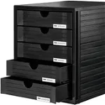 Suport plastic cu 5 sertare pentru documente, HAN - negru - sertare negre, Han