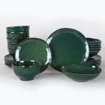 Set de cină din ceramică Zumrut Set 24 piese, Verde inchis, 26 cm, Keramika