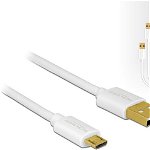 Cablu de date Micro USB Tip B si Tip A 2.0 Delock, 30 cm, 60 cm, 90 cm, Alb, Delock