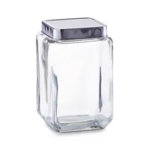 Recipient depozitare Zeller, sticla/otel inoxidabil, 11x11x22.5 cm, 2 l, transparent