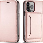 Hurtel Magnet Card Case etui Samsung Galaxy S23 pokrowiec z klapką portfel podstawka różowe, Hurtel