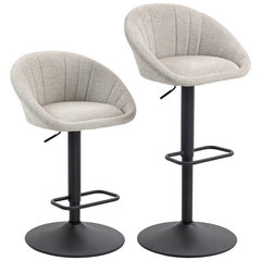 HOMCOM Set de 2 Scaune de Bar cu Inaltime Reglabila, Scaun Rotativ din Material Textil si Suport pentru Picioare, Bej