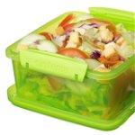 Cutie alimente din plastic dreptunghiulara color cu capac Sistema Lunch Plus 1.2L, Sistema Plastics