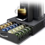 Sertar organizator 40 capsule cafea HiveNets, metal, negru, 48 x 28 x 44cm