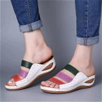 Sandale de vara pentru femei, cu talpa platforma, sandale colorate cu perforatii, Neer