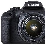 Kit aparat foto DSLR Canon EOS 2000D, Obiectiv IS II de 18-55 mm + geanta Canon + Card SD de 16 GB, Negru