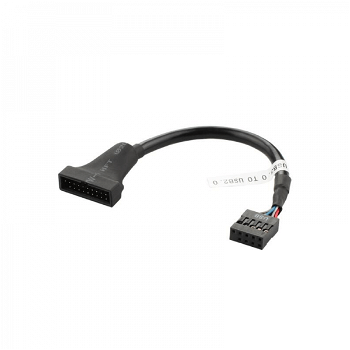Cablu adaptor USB 3.0 20 pini tata la USB 2.0 9 pini mama pentru placa de baza 12cm negru, PLS