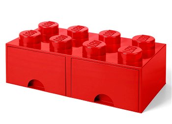 Cutie depozitare LEGO 2x4 cu sertare rosu 