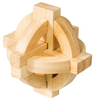 Joc logic IQ din lemn bambus Double disk puzzle 3D Fridolin, Fridolin
