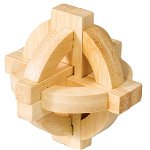 Joc logic IQ din lemn bambus Double disk puzzle 3D Fridolin, Fridolin