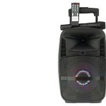 Boxa Activa Portabila Tip Troller Soundvox™ W-09, Radio FM, Bluetooth, USB, TF Card, Aux, Lumini LED, Microfon Inclus, Telecomanda, Neagra