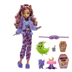 Papusa MONSTER HIGH Creepover Party - Clawdeen MTHKY67, 4 ani+, albastru-mov