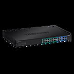 Switch Web Smart, 16 x Gigabit PoE+, 4 x Gigabit/SFP, putere 370W, TrendNet TPE-1620WSF