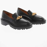 Tory Burch Leather Jessa Loafers With Golden Clamp Black, Tory Burch