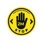 Sticker - indicator, pastreaza distanta, stop, negru-galben, 30x30 cm, PRITI GLOBAL