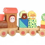 Trenulet din lemn cu forme si animale, Orange Tree Toys, Orange Tree Toys
