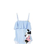 Costum de baie, intreg, Minnie Mouse, albastru cu dungi, Disney