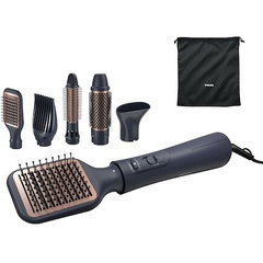 Perie cu aer cald Seria 5000 BHA530/00, 1000W, tehnologie de distributie uniforma a caldurii, de 4 ori mai multi ioni, 5 accesorii, diametru perie 38mm, setare temperatura de ingrijire si aer rece, accesoriu de volum, infuzata cu ulei de argan