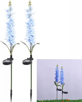 Set de doua flori artificiale cu lanterna solara, albastru/violet plastic