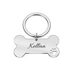 Medalion personalizat, gravat cu numele si numarul de telefon, Inox, Argintiu, S, 3.5x2.1 cm, PROpets