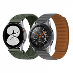 Set 2 curele pentru ceas 22 mm pentru Galaxy Watch 3 45mm Gear S3 Frontier Huawei Watch GT 3 Huawei Watch GT 2 46mm Huawei Watch GT gri verde, krasscom