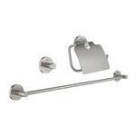 Set accesorii 3 in 1 Grohe Essentials 40775DC1, Supersteel, Grohe