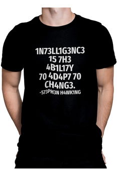 Tricou amuzant barbati, Priti Global, Intelligence is the ability to adapt to change, Negru, S, PRITI GLOBAL