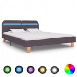 Cadru de pat cu LED-uri vidaXL, gri taupe, 160x200cm, material textil, 25.95 kg