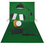 Set studio foto cu lumini softbox, fundal și reflector