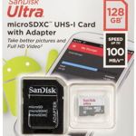 Card memorie SanDisk Micro SDXC Ultra 128GB UHS-I Clasa 10 + SD Adaptor, SanDisk