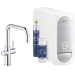 Baterie de bucatarie cu sistem de filtrare, racire si acidulare apa, cu pipa U, crom lucios, Grohe Blue Home New, Grohe