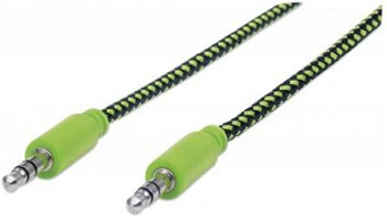 Cablu audio Manhattan Jack 3.5 mm Male - Jack 3.5 mm Male, 1.8m, negru - verde