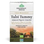 ORGANIC INDIA Ceai Digestiv Tulsi (Busuioc Sfant) Tummy cu Ghimbir, Plante Savuroase si Condimente, plicuri, 