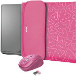 Husa laptop Trust Yvo Sleeve 23443, 15.6", reversibila, Mouse Wireless inclus (Roz)