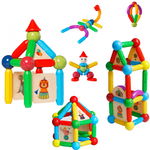 Set de constructie cu bile si bete magnetice, 48 Piese , Magnetic Sticks, Jucarii STEM, 3+