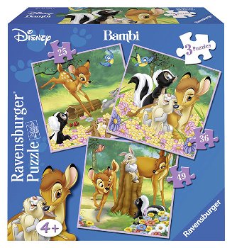 Puzzle bambi 3 buc in cutie 25/36/49 piese ravensburger, Ravensburger