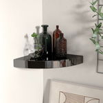 323889 vidaXL Floating Corner Shelf High Gloss Black 25x25x3,8 cm MDF, vidaXL