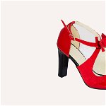 Pantofi roșii din piele naturală - P0125, Pantorom