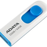 USB Stick ADATA C008 64GB USB 2.0 retractabil Alb/Blue, AC008-64G-RWE