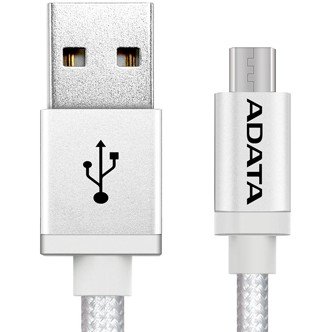 Cablu de date A-DATA AMUCAL-100CMK-CSV, MicroUSB, 1m, Aluminiu (Argintiu)