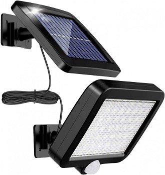 Lampa cu panou solar pentru exterior MPJ, 53 LED-uri, senzor de miscare, negru, 15 cm x 11 cm x 2,3 cm/ 13 cm x 11,5 cm x 1,5 cm