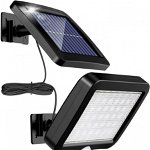 Lampa cu panou solar pentru exterior MPJ, 53 LED-uri, senzor de miscare, negru, 15 cm x 11 cm x 2,3 cm/ 13 cm x 11,5 cm x 1,5 cm