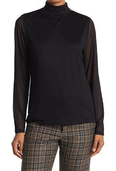 Imbracaminte Femei By Design Blue Lagoon Mesh Sleeve Turtleneck Sweater Black