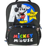 Ghiozdan Mickey Mouse negru, clasele 1-4, benzi reflectorizante pe bretele, Pigna