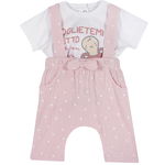 Costum copii Chicco, tricou si pantalon, roz cu model, 76387