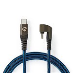 Cablu USB tip C tata - USB tip C tata conector gaming 180 2m negru/albastru NEDIS