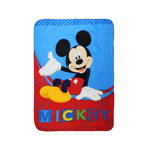Paturica fleece, Mickey Mouse, albastra cu rosu, 100 x 140 cm, Disney