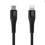 Cablu de date Canyon MFI-4 Certificat Apple MFI 1.2m USB-C la Lightning, Negru